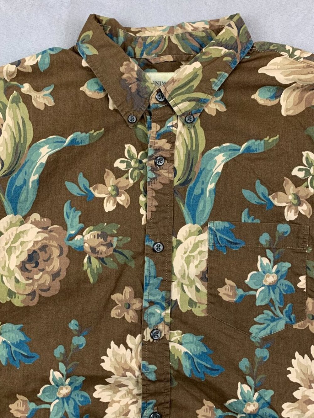 Ralph Lauren Denim & Supply Mens Shirt Large Brown Floral Button Up Flowers - Picture 2 of 6